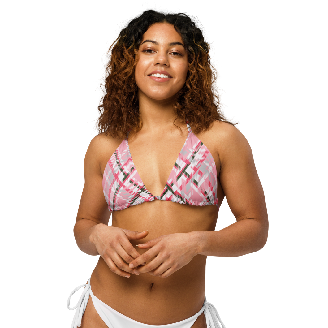 All-over print recycled string bikini top